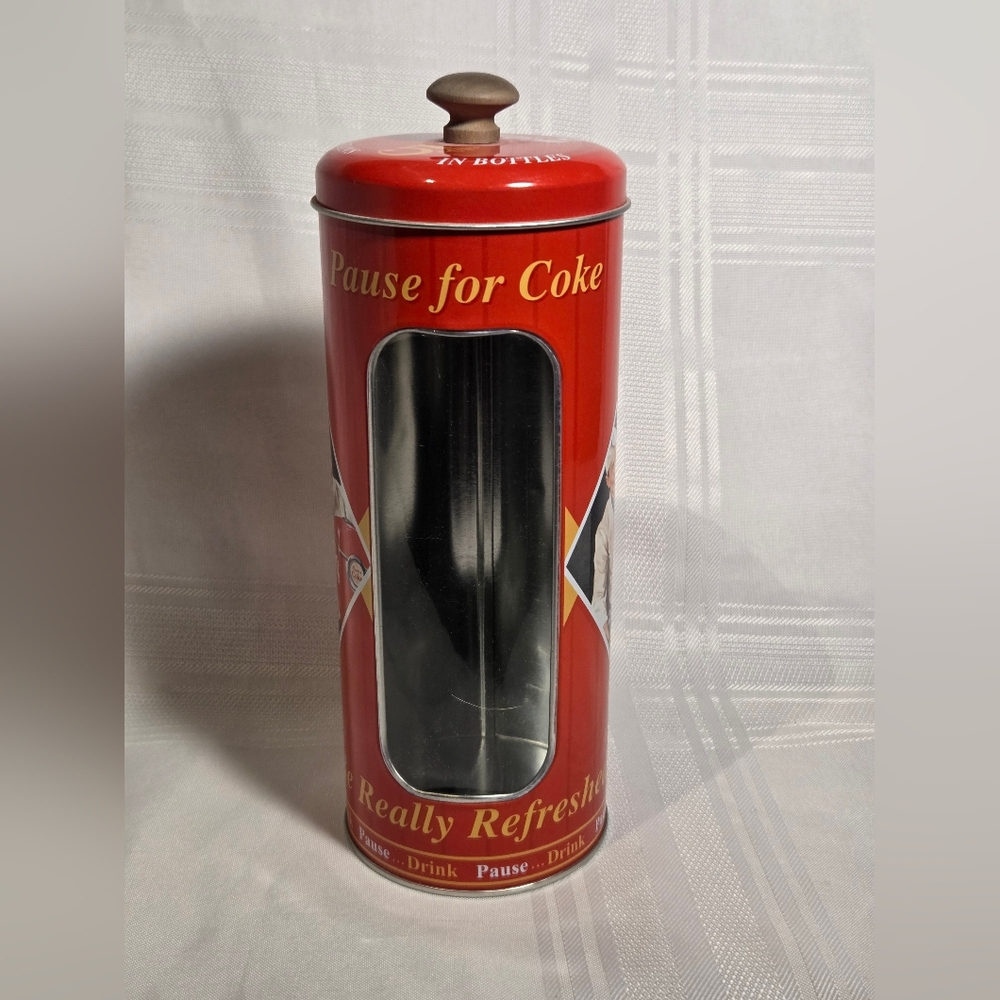 Coca-Cola Red Metal Straw Canister